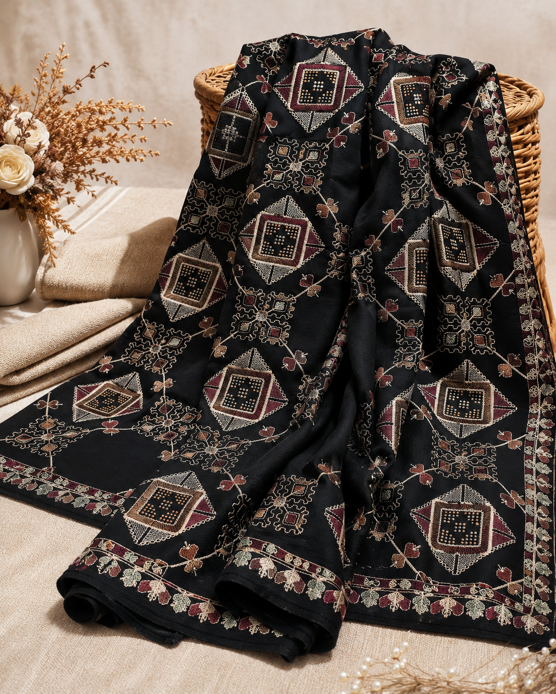 Traditional Embroidered Winter Shawl