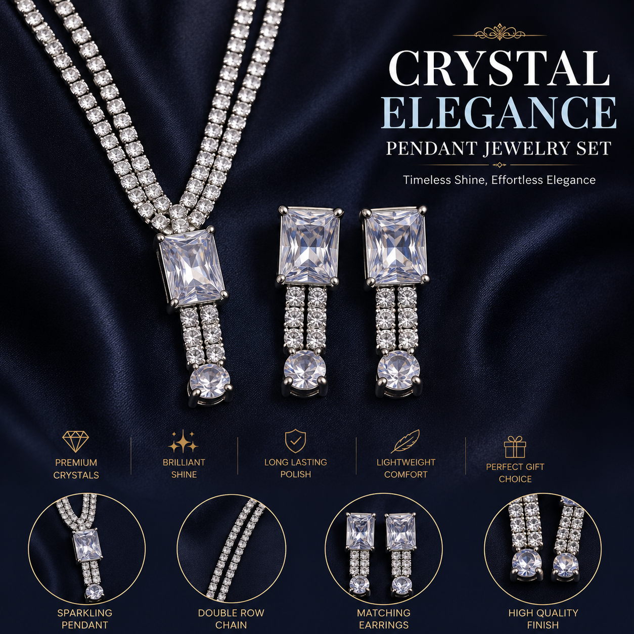 Crystal Elegance Pendant Jewelry Set