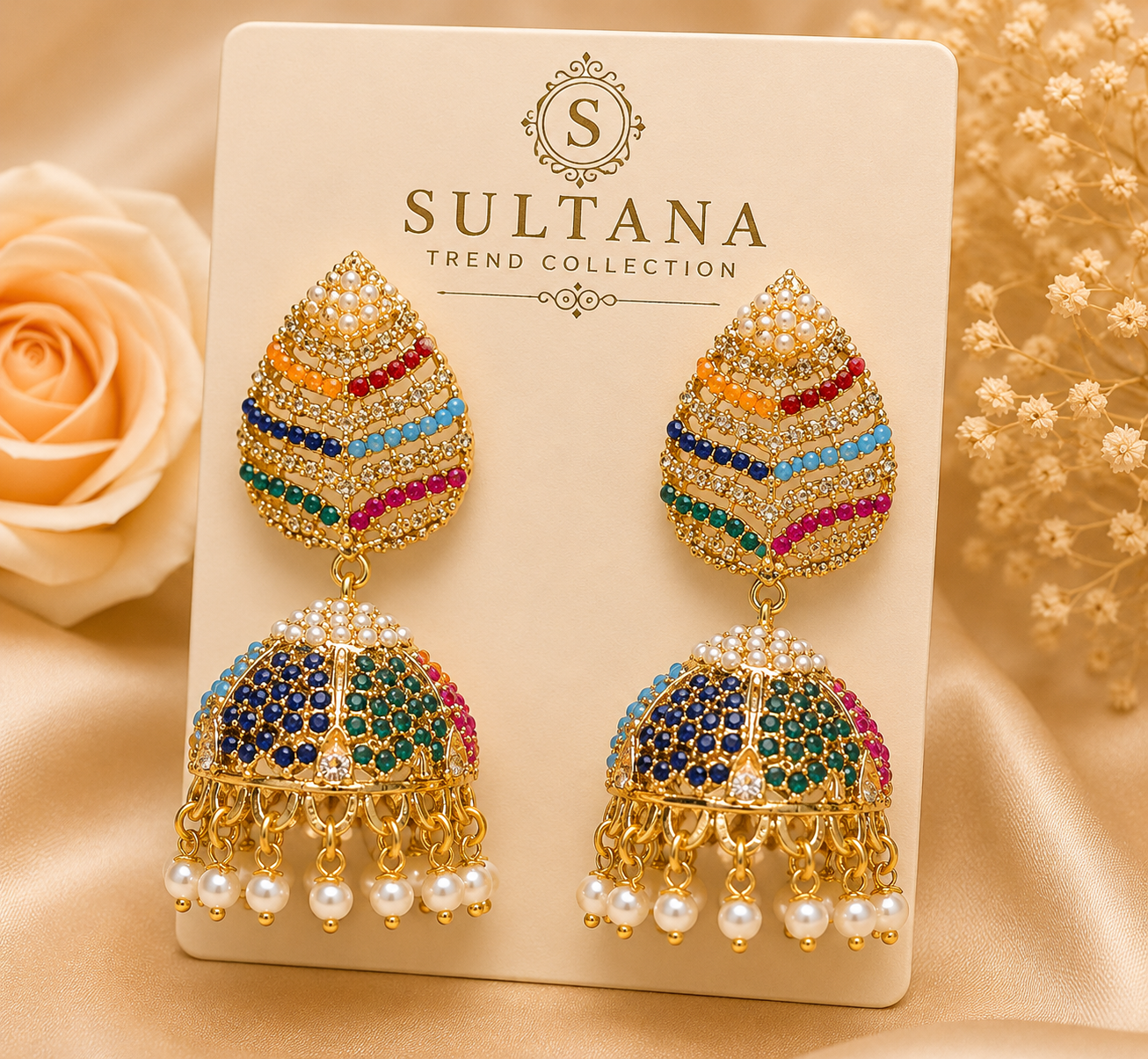 Luxury Multicolor Jhumka Earrings